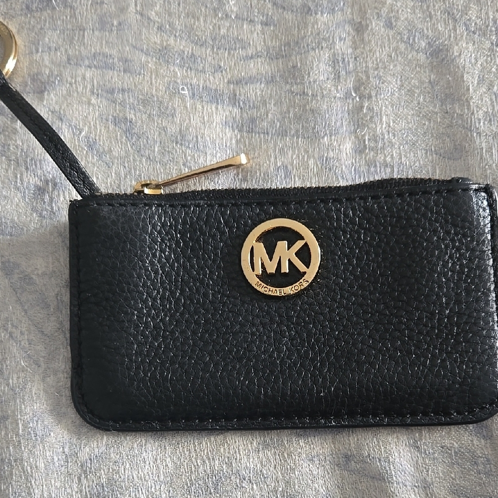 Michael Kors Black Leather Keychain Wallet